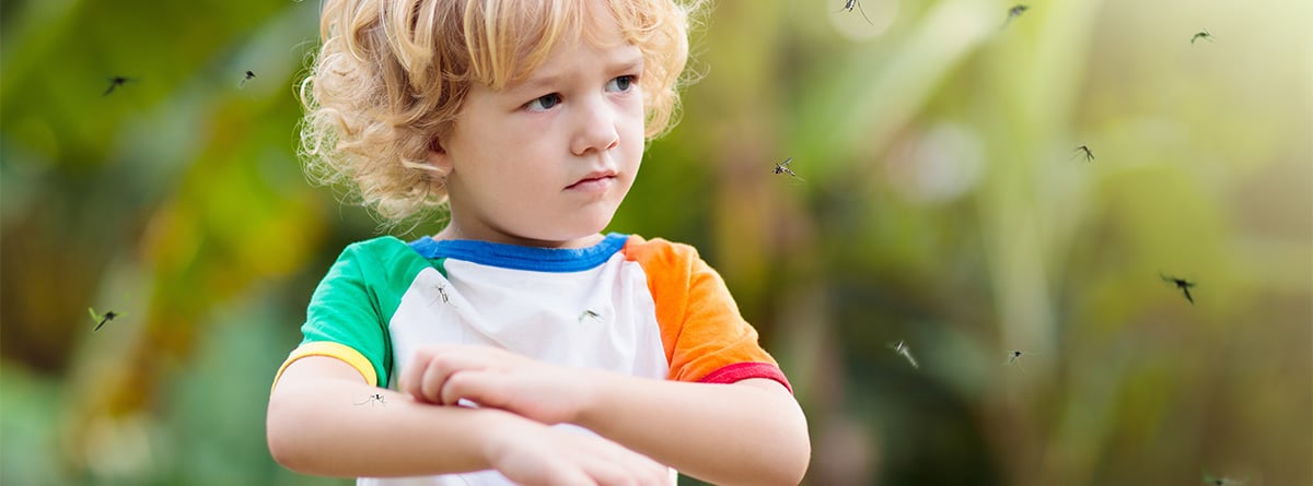 Bebé rascándose una picadura de mosquito